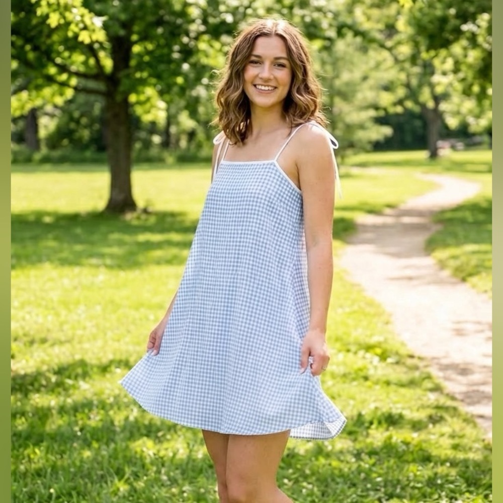 SHEIN Asymmetrical Blue and White Sundress